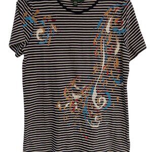 Lauren Ralph /Lauren Jeans Company/ St Tropez Stiped Tee Size Medium